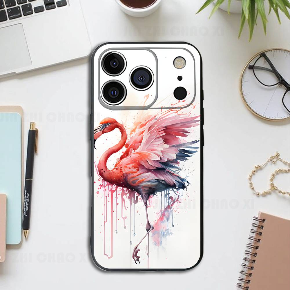 

Animal Cut Flamingo Silicone Soft Phone Case For IPhone17 16 15 14 13 12 11 Pro Max Plus X XR SE Cover iPhone13PROMAX
