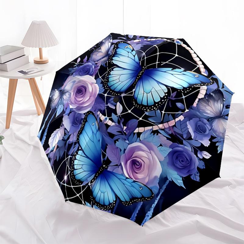 1pc Butterfly Dreamcatcher Automatic Open/Close Umbrella with Folding Feature Compact Travel Umbrella, Lightweight Design, for Commuting, Business140