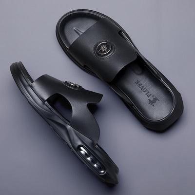 Sandálias Masculinas de Verão de Couro Genuíno - Chinelos e Sapatos de Exterior