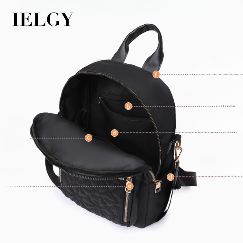 IELGY women's rhombus embroidered thread backpack, Korean version of versatile large-capacity water-proof travel backpack