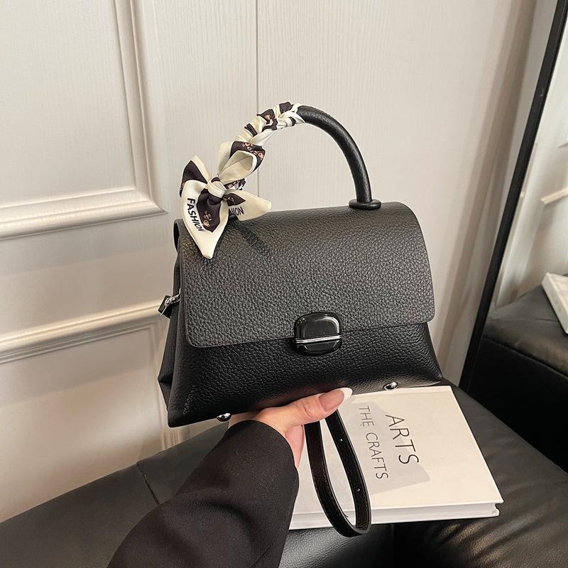 New Fashion Simple Silk Scarf Contrasting Color Portable Shoulder Crossbody Trendy Women's Bag