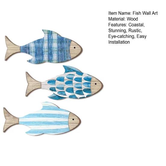 3 Stuks Houten Vis Nautisch Wanddecor Rustiek Oceaan Kust Thema Wanddecor Vintage Hangende Strandornamenten voor Zomer Meerhuis Badkamer Slaapkamer
