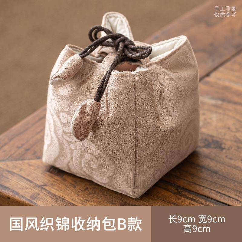 Китайский стиль Чашка для чая Мешочек из ткани на завязках Печать Портативная сумка для хранения чайной посуды Сумки для защиты чайного набора Защита от повреждений 9x9x9см 9x9x9cm 3560₽