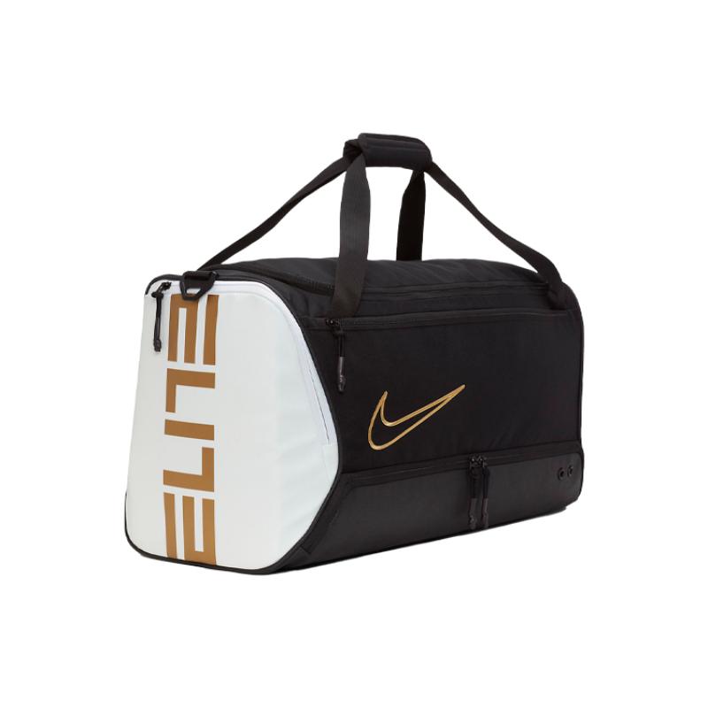 Nike Elite Basketball Duffel Bag Travel Bags Black/White/Metallic Gold Casual BA6163-011