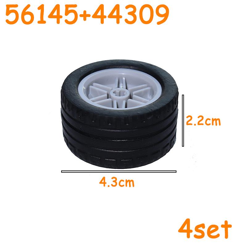 Full-size Tire Wheel Cross Hole Set Car Truck Wheels Hub Technical Bricks MOC Motorcycle Tyre & Rim Construction Building Blocks