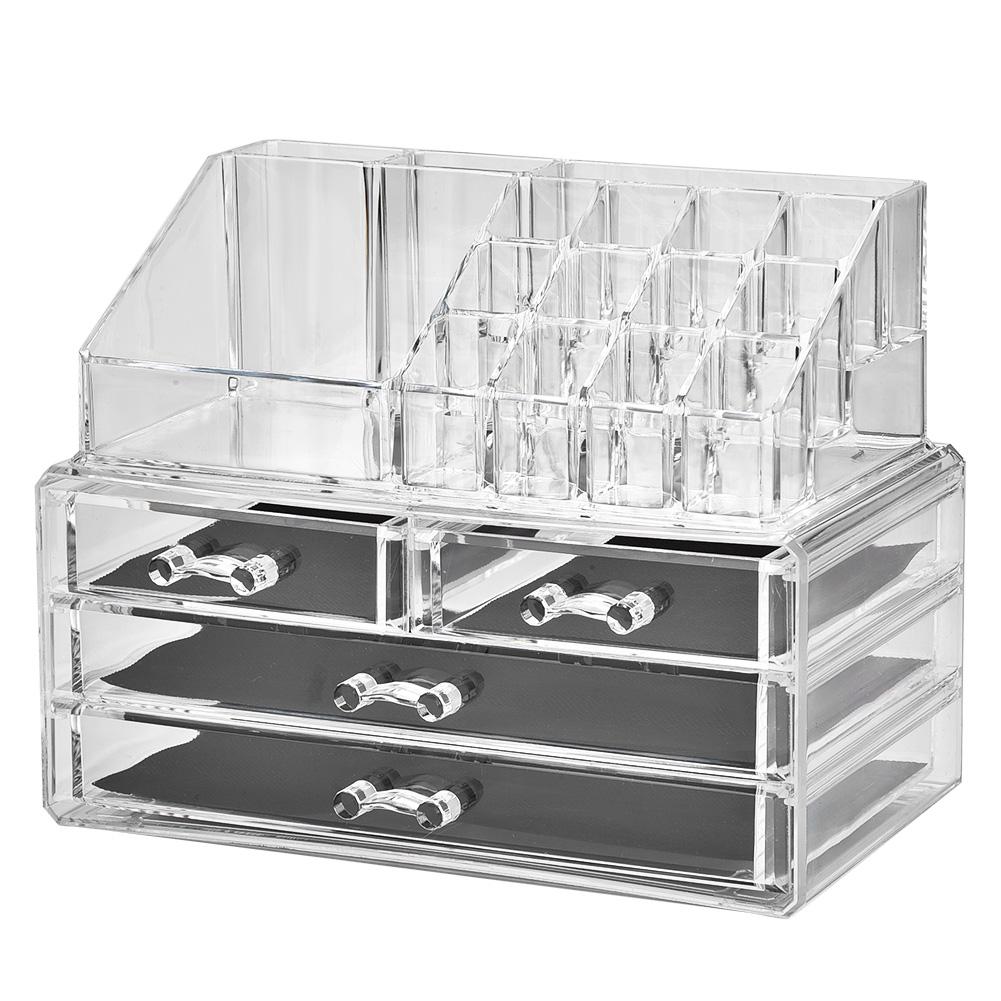 Clear Makeup Cosmetics Organizer Jewelry Storage Box Multi Layer Case with Drawers