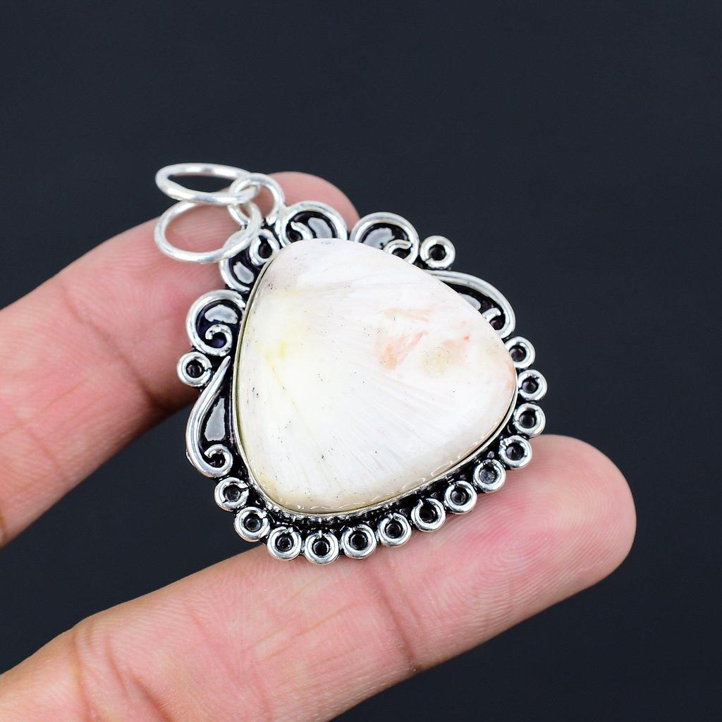 Cadou Pentru Ea Argint Sterling 925 Piatră Prețioasă Naturală Scolecit Pandantiv Bijuterii