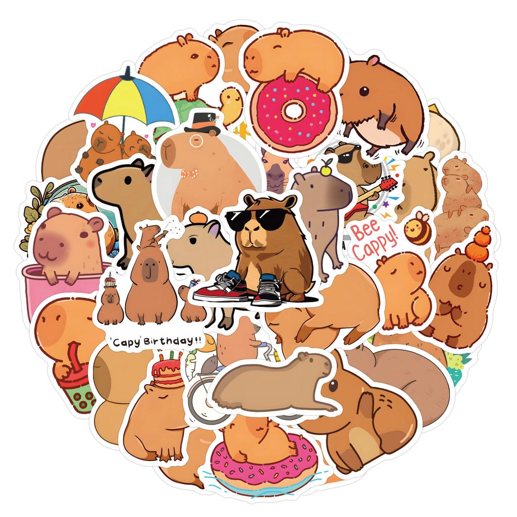 60 Cartoon Capybara Capybara Graffiti Stickers Children's DIY Skateboard Suitcase Mobile Phone Waterproof Stickers