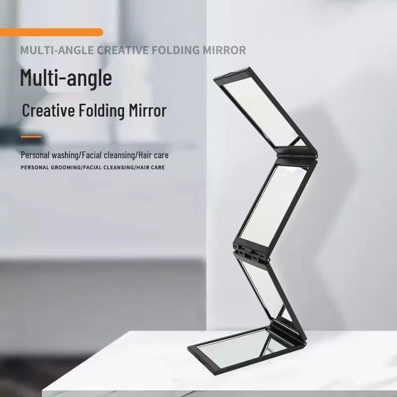 Portable Four-Way Folding Makeup Mirror for All-Angle Views