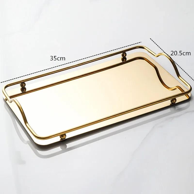 

Nordic Stainless Steel Storage Tray Rectangular Household Mirror Tray Electroplating Process Display Tray Shooting Props