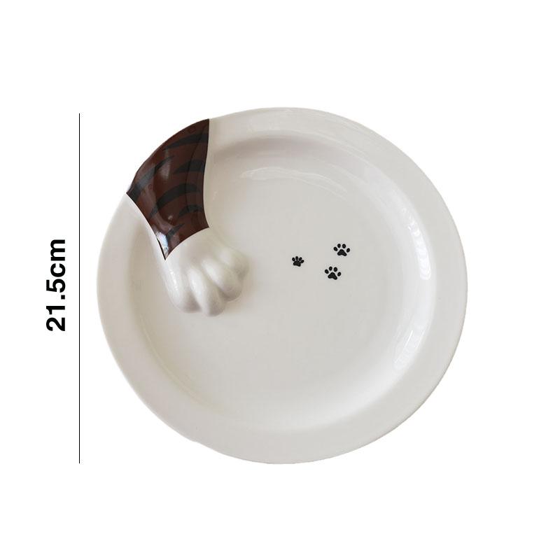 Japanese Ceramic Cat Claw Plate Cute Tableware Relief Cat Claw Vegetable Plate Fruit Plate Main Course Decorative Tray Tableware