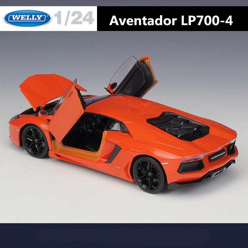 WELLY 1/24 Lamborghini Aventador LP700-4 Alloy Sports Car Model Diecast Metal Racing Car Vehicles Model Simulation Kids Toy Gift
