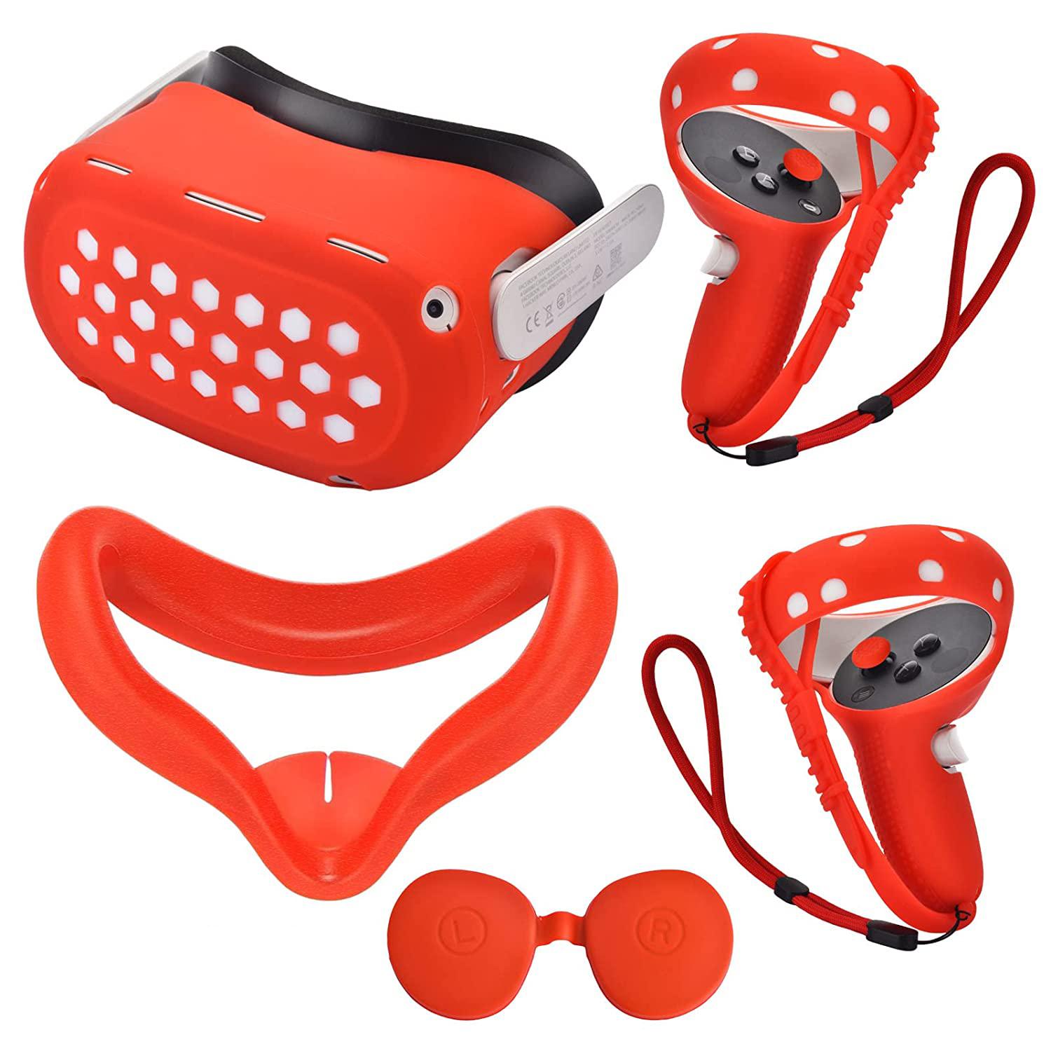 

Мягкий прочный силиконовый защитный чехол для Oculus Quest 2 VR, чехол для лица, контроллер, ручки, чехол для гарнитуры, аксессуары VR красный