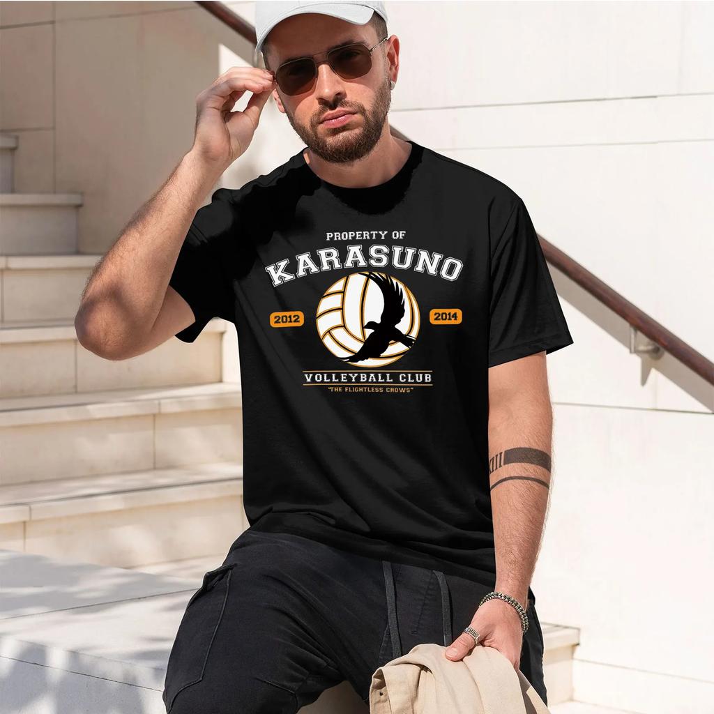 Karasuno 2026 New Fashion Heavyweight Hot Selling Retro Printed Pattern Fun Round Neck Tshirt For Daily Comfort