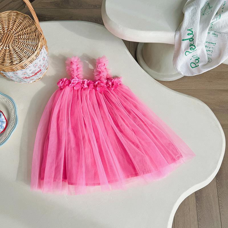 Letní visící květiny Sladká dívčí síťovaná sukně s plážovou sukní Princeznovská sukně Tutu sukně