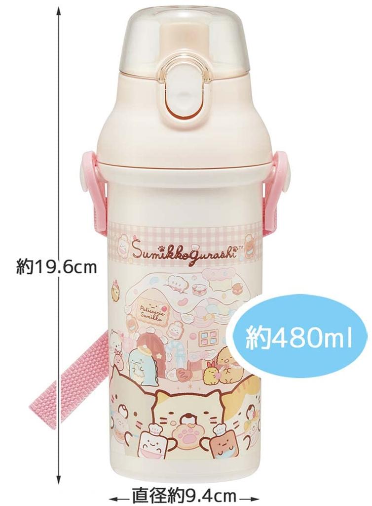 Skater-Wasserflasche Sumikkogurashi Okaiyasan, 480 ml, antibakterieller Kunststoff, Mädchen, hergestellt in Japan, Kinder, PSB5SANAG-A