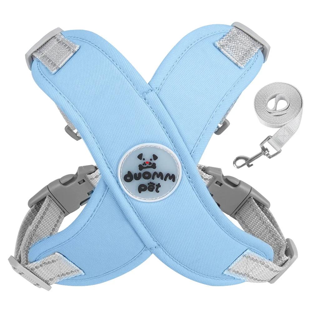 X Shaped Reflective Puppy Cat Harness Breathable Mesh Chest Straps Dog Harness Vest and Leash Set for Small Medium Dogs