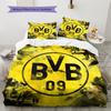 Borussia Dortmund Team Logo Muster Bettwäsche Heimdekoration Geburtstagsgeschenk (1 Bettbezug + 2 Kissenbezüge, ohne Füllung)