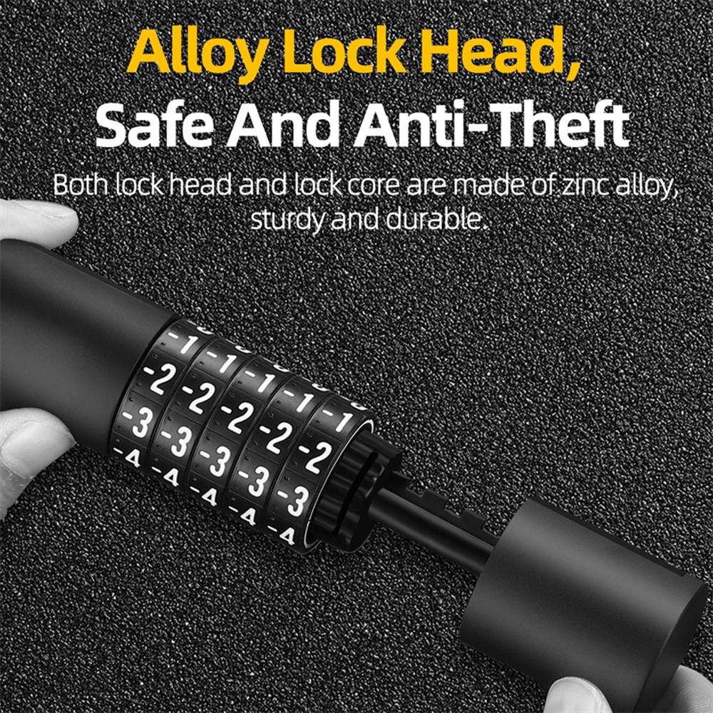 Bicycle Lock 90cm/120cm/150cm Bicycle Lock Cable High Security 5 Digit Resettable Combination Lock