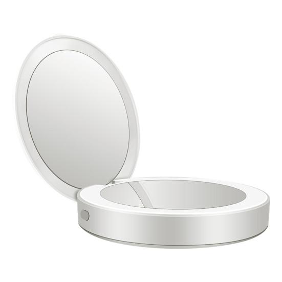 Portable Mini LED Light Tri-fold Illuminating Folding Power Bank Makeup Mirror