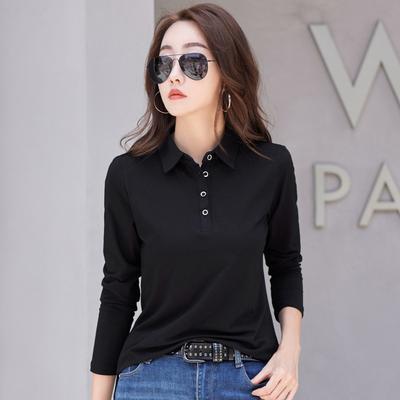 Damen Einfarbiges T-Shirt mit Knopfleiste, Regular Fit Vielseitiges Langarm Einfaches T-Shirt Kleidung
