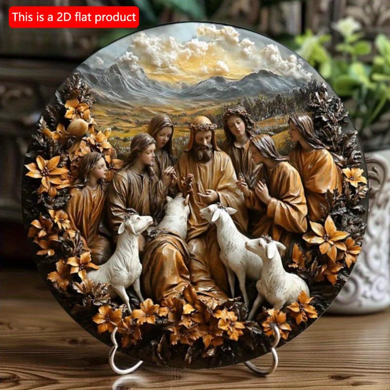 

2d Flat 20*20cm, Classic Vintage Scene Circular Wooden Sign, Wooden Decorative Plaque, for Home, Kitchen, Garden, Bar, Party Wall Art. 20x20cm