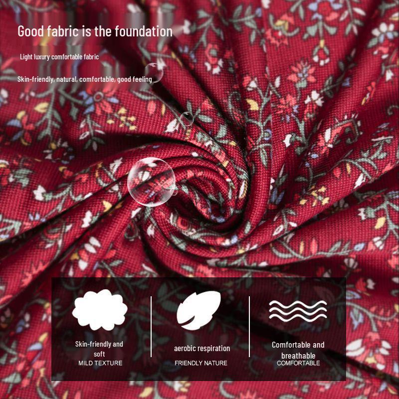 Elegant Floral Long Sleeve Dress for Middle-Aged & Elderly Women - Spring & Autumn 2025 Collection