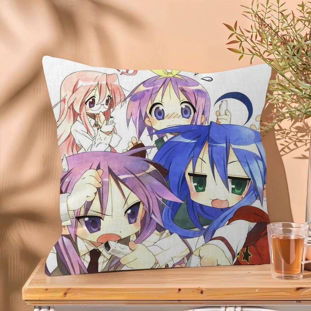 Anime Lucky Star Cushion Cover Car Throw Pillow Case For Sofa Car Christmas Gift