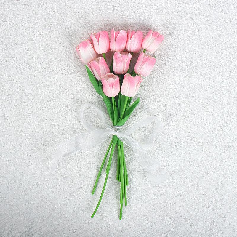 10 Pcs Tulips Simulated Flower Wedding Fake Flower Bouquet Shooting Props Home Living Room Decoration PU Simulated Flower