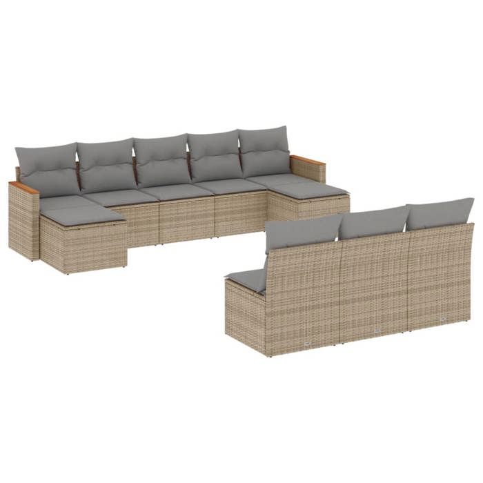 VidaXL Garden Lounge Set with Cushions 10 Pcs, Patio Sofas, Patio Furniture Set, Outdoor Furniture, Beige 3258790
