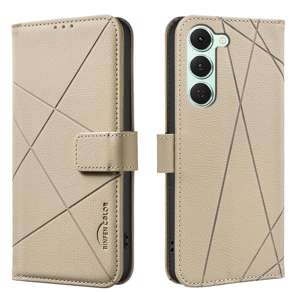 For TECNO Spark 40 Pro 4G Case BINFEN COLOR BF35 Geometry Imprinted Leather Phone Cover RFID Blocking Wallet Stand