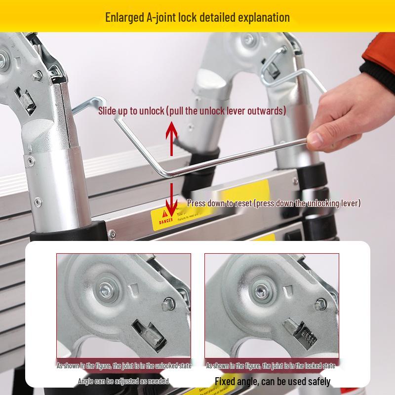 Aluminum Alloy Multifunctional Folding Ladder: Portable, Thickened, and Telescopic Herringbone Design