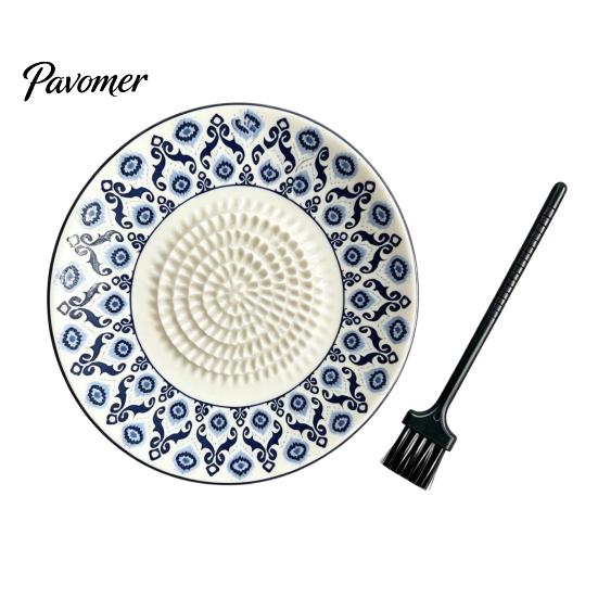 Gadget da Cucina in Ceramica Resistente Grattugia Aglio Zenzero, Piatto Trituratore Manuale 2-in-1 per Cucinare, Base Grattugia Verdure Piatta Portatile Facile da Pulire