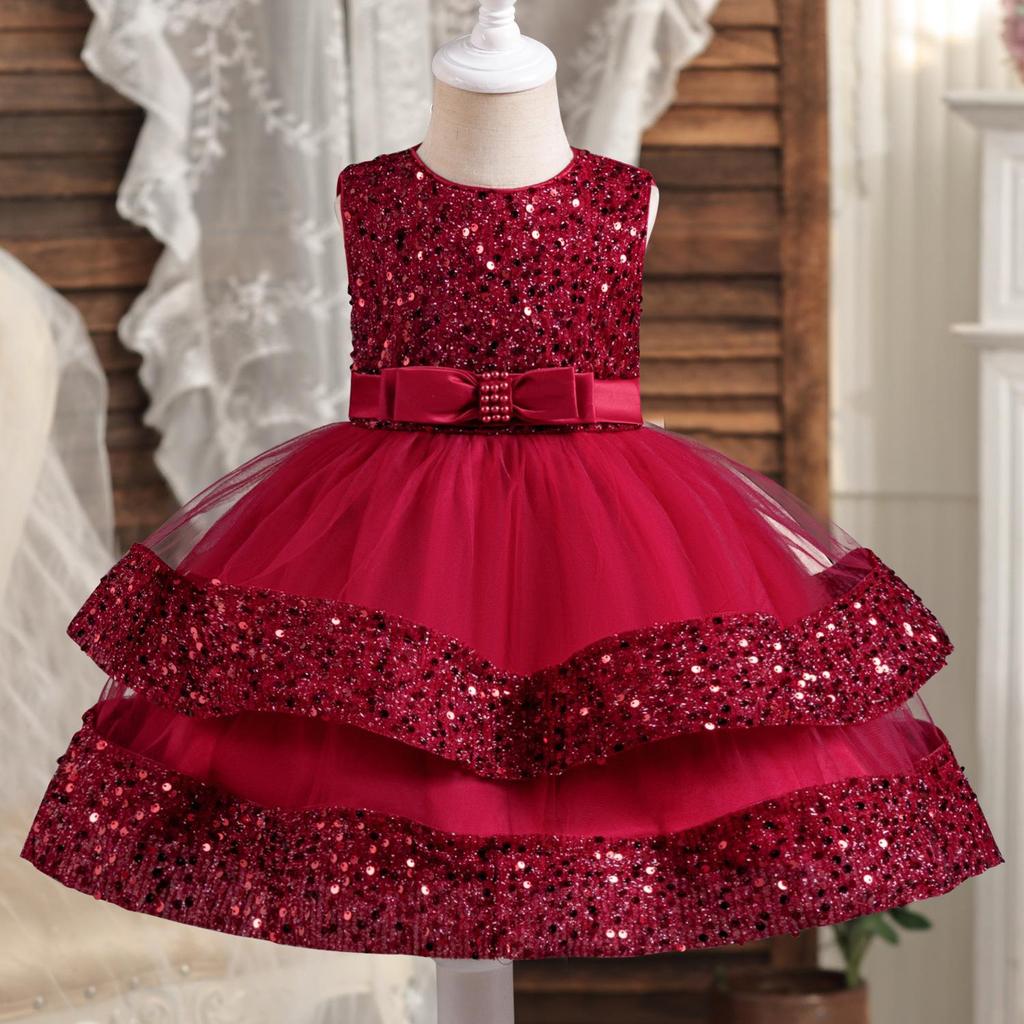 2024 Baby Mädchen Party Kleid Pailletten 1st Geburtstag Taufe Kleinkind Kleid Hochzeit Grün Prinzessin Kleider für Kinder Mädchen Luxus Kleid