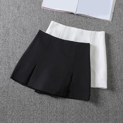 Women Mini Skirt High Waist Side Split Design Solid Color Short Skirt A-Line Design Skort