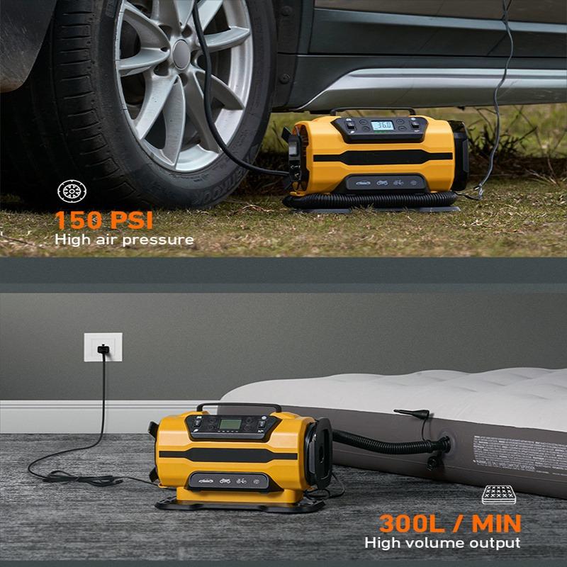 EAFC EU Plug Portable High Power Dual Power Air Compressors 110V-230V AC/DC Air Car Compressors Inflators Tire Inflators