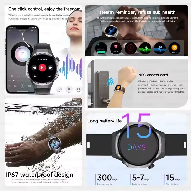 2025 New Watch GT5 Max Smart Watch HD AMOLED Screen NFC GPS Tracker Bluetooth Call Health Waterproof Smartwatch Men Women For Huawei