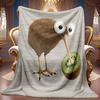 Comfortable Kiwi Bird Theme Pattern Flannel Blanket Soft High-Definition Digital Print Cooling Blanket All-Season, Family and Friends Gift Soft, Breat