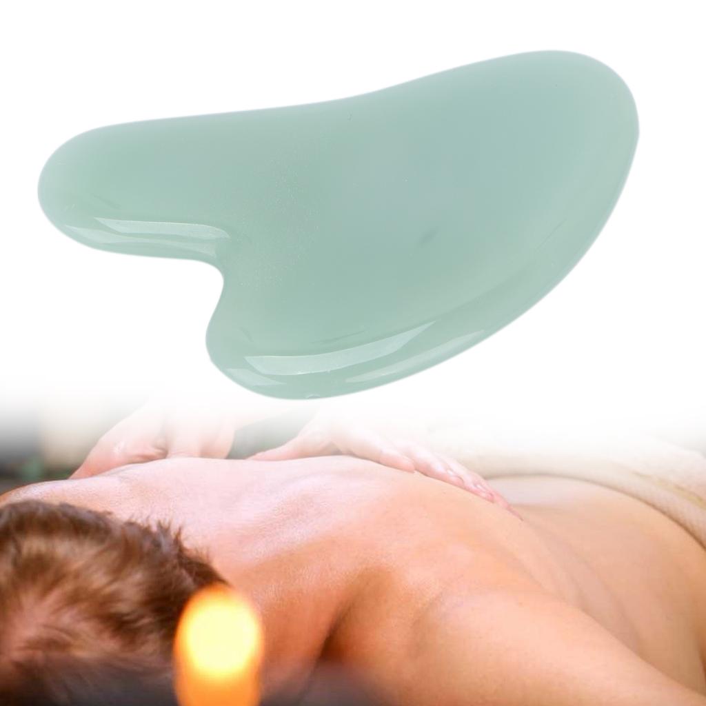 Gua Sha Facial Tool Natural Jade Stone Guasha Massage Board for Face Relieve TensionsPeach Heart Light Green