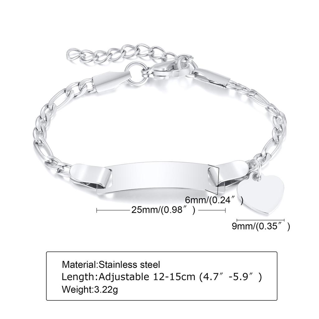 Stainless Steel Jewelry Custom Personalized Name ID Bracelet Gilrs Boy Birthday Gifts, Curb Chain Link Crown Bracelet