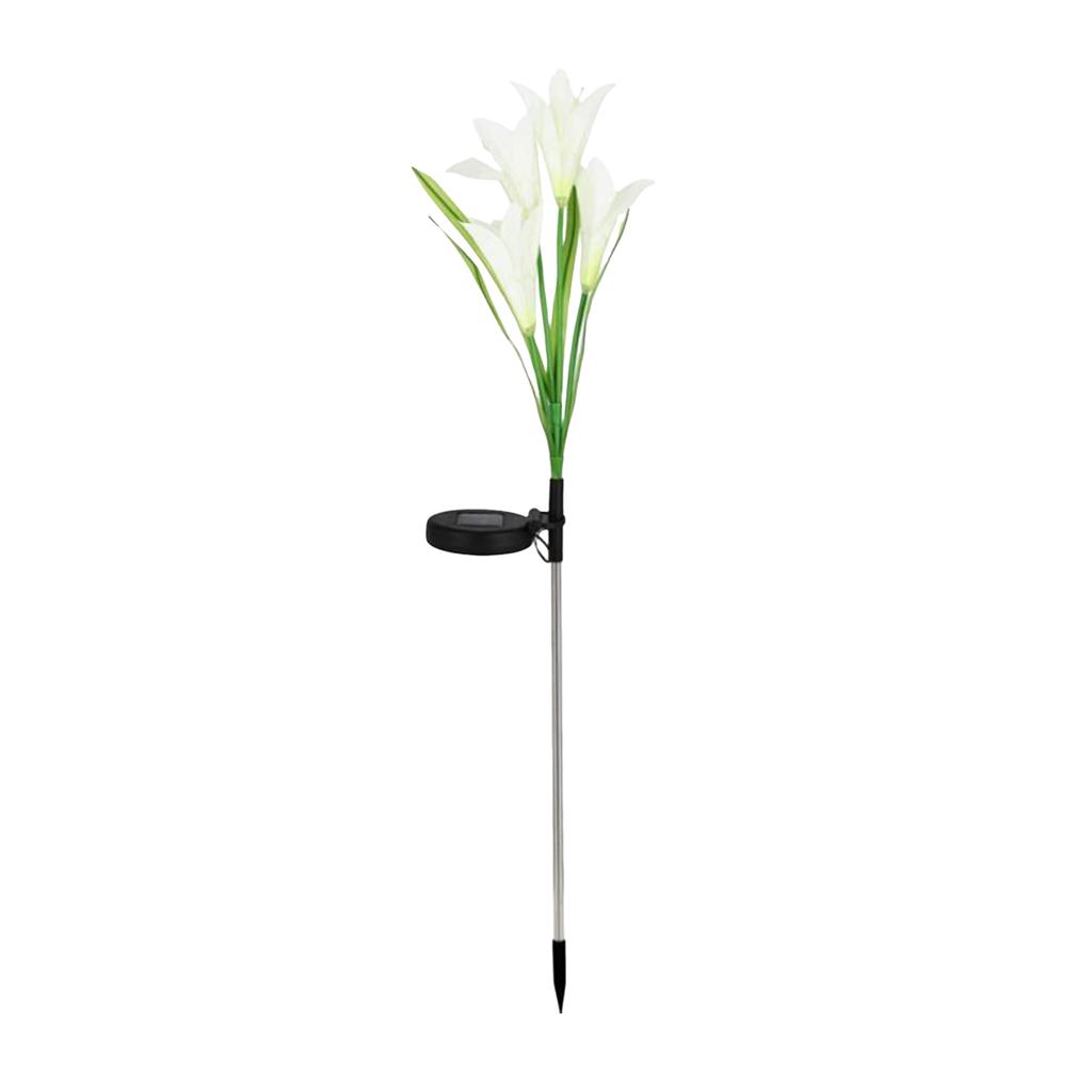Solar Powered Outdoor Garden Light with Artificial Lily Flower Design for Yard Patio Pathway Decoration with Stake Mount