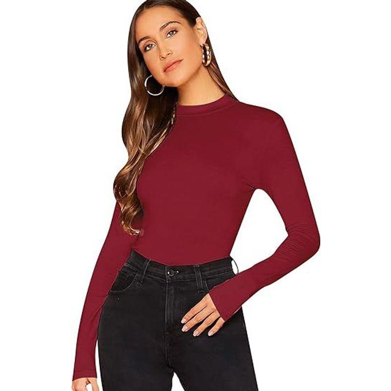Solid Color round Neck Long Sleeved Top Women Pure Color round Neck Long Sleeve Top