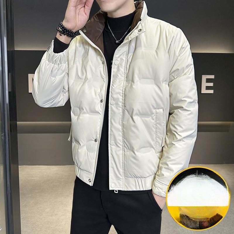 Men s 2024 Winter Casual Stand Collar Down Jacket L 110-125 lbs грязно-белый