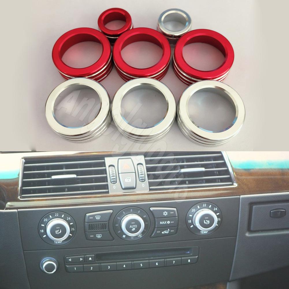

Car Center console air conditioning volume control knob button ring cover frame sticker For BMW 5 series