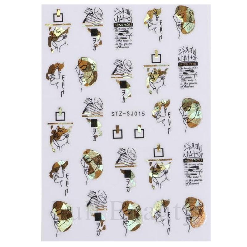 Cotton Flowers Transfer Decals 3D Nail Stickers Gold Leaf Nail Adhesive Sliders Nail Manicure Decorations