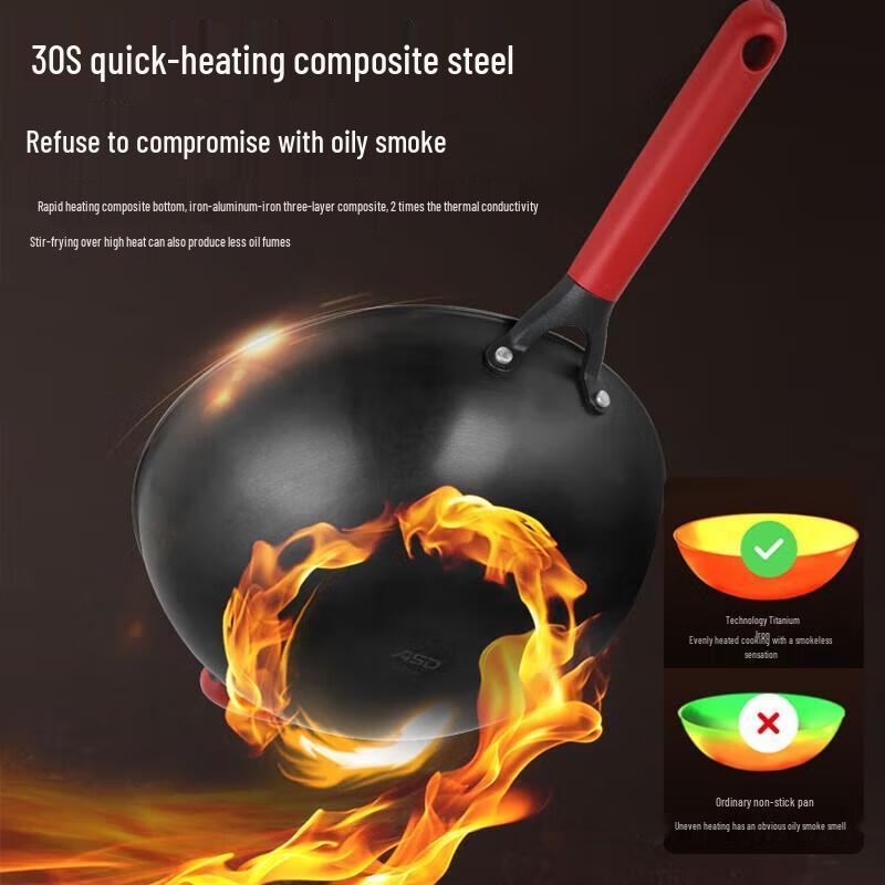 ASD Titanium Non-stick Refined Iron Wok