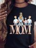 Women T Shirt Cartoon Mom Daughter Son Print Lady Tshirts Short Sleeve Tops Womens Kawaii Graphic Female Tshirt Clothe