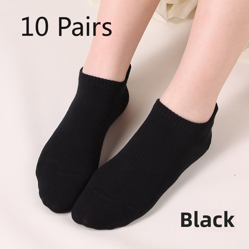 10 Pairs  Women's Spring and Summer Antibacterial Breathable Anti-ball Mesh Mesh Women's Boat Socks Tight-knit Socks
