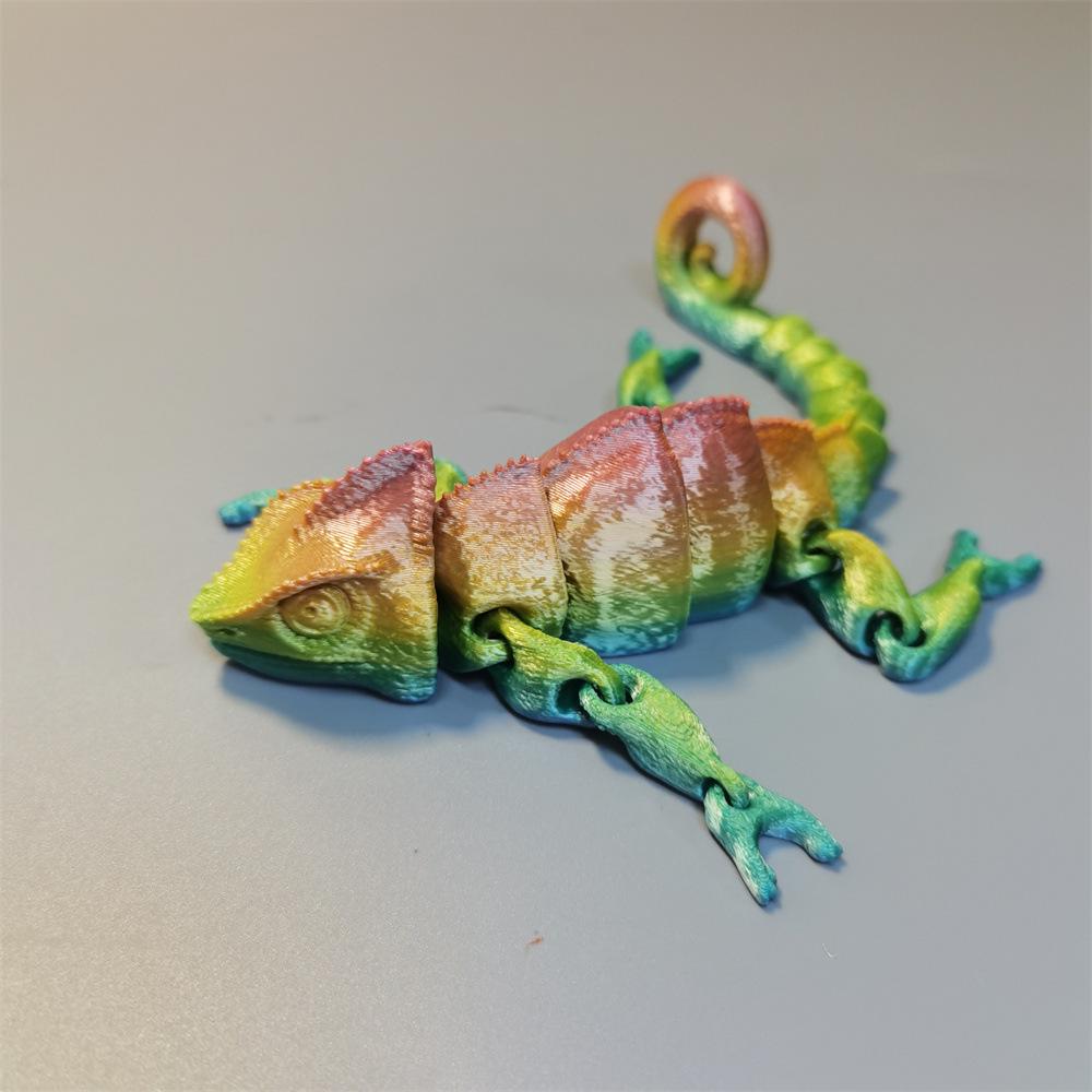 Multi-Color 3D Printed Chameleon Toy Ornaments - Colorful Animal Doll for Christmas & Children's Day