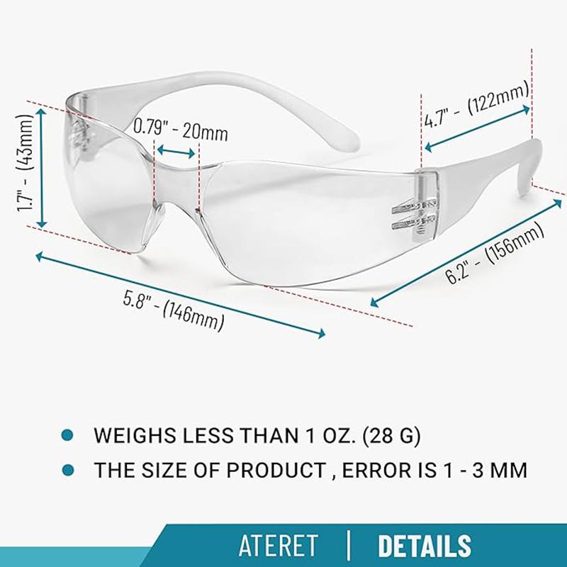Clear Safety Glasses for Men Safety Goggles with Scratch Impact Resistant Meets Standard